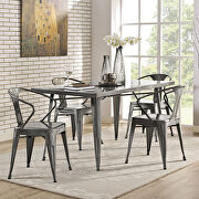 Rectangle metal dining table in gunmetal main photo