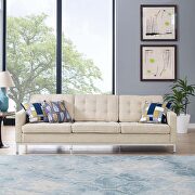 Loft (Beige) Beige quality fabric retro style sofa