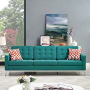 Teal quality fabric retro style sofa main photo