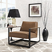 Vegan leather accent chair in brown