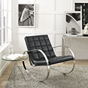 Upholstered vinyl lounge chair in black main photo