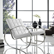 Upholstered vinyl lounge chair in white