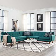 L-shaped sectional sofa in teal main photo