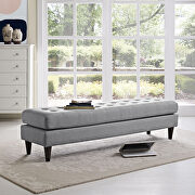 Large bench in light gray fabric upholstery