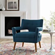 Sheer (Azure) Upholstered fabric flared arms armchair
