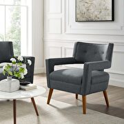 Sheer (Gray) Upholstered fabric flared arms armchair