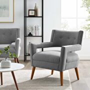 Upholstered fabric flared arms armchair