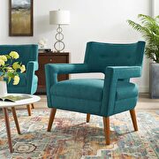 Sheer (Teal) Upholstered fabric flared arms armchair