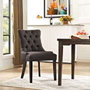 Tufted fabric dining side chair in brown