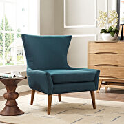 Upholstered fabric armchair in azure