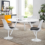 Round wood top dining table with tripod base in white main photo