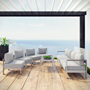 7 piece outdoor patio sectional sofa set in silver gray