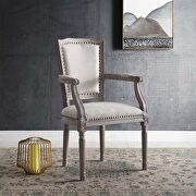 Penchant (Beige) Vintage french upholstered fabric dining armchair in beige