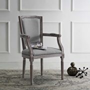 Vintage french upholstered fabric dining armchair in light gray main photo