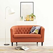 Upholstered fabric loveseat in orange