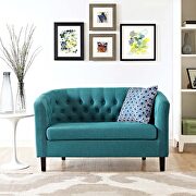 Upholstered fabric loveseat in teal main photo