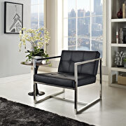 Upholstered vinyl lounge chair in black