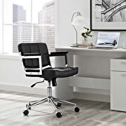 Portray M (Black) Mid back upholstered vinyl office chair in black