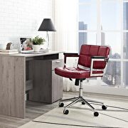 Mid back upholstered vinyl office chair in red main photo