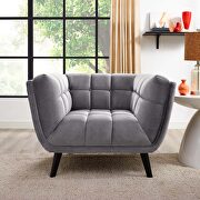 Performance velvet armchair in gray