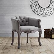 Crown (Light Gray) Vintage french upholstered fabric accent chair in light gray