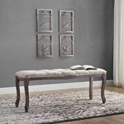 Regal (Beige) Vintage french upholstered fabric bench in beige