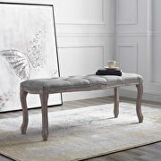 Regal (Light Gray) Vintage french upholstered fabric bench in light gray