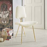Ponder (Ivory) Performance velvet dining side chair in ivory