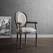 Vintage french upholstered fabric dining armchair in beige main photo