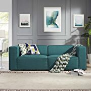 Upholstered teal fabric 2pcs sectional sofa