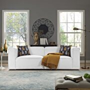 Mingle 2 (White) Upholstered white fabric 2pcs sectional sofa