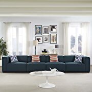 Upholstered blue fabric 4pcs sectional sofa main photo