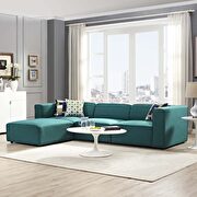 Mingle 4 (Teal) Teal fabric 4pcs modular style sectional sofa
