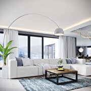 Upholstered white fabric 5pcs sectional sofa