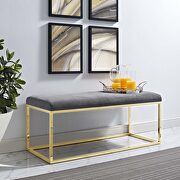 Anticipate (Gray) Fabric bench in gold gray