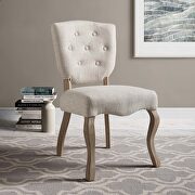 Vintage french upholstered dining side chair in beige main photo