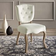Vintage french performance velvet dining side chair in ivory
