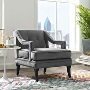 Button tufted performance velvet chair in gray main photo