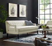 Concur (Ivory) Button tufted performance velvet sofa in ivory