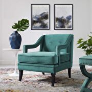 Button tufted performance velvet chair in teal main photo