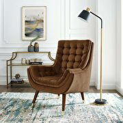 Suggest (Brown) Button tufted performance velvet lounge chair