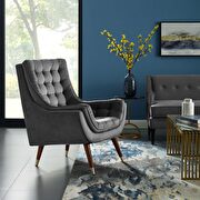 Suggest (Gray) Button tufted performance velvet lounge chair