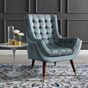 Suggest (Light Blue) Button tufted performance velvet lounge chair