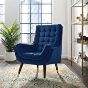 Suggest (Navy) Button tufted performance velvet lounge chair