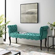 Adelia (Teal) Chesterfield style button tufted performance velvet bench in teal