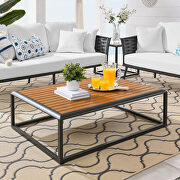 Outdoor patio aluminum coffee table in gray natural finish main photo