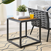 Outdoor patio aluminum side table in gray natural finish