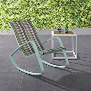 Traveler (Green) Rocking outdoor patio mesh sling lounge chair in green stripe