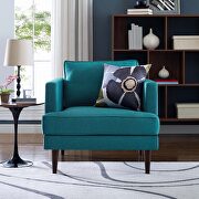 Upholstered fabric armchair in teal