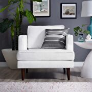 Upholstered fabric armchair in white